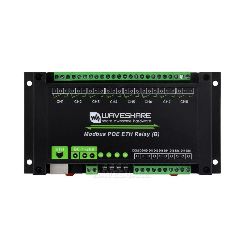Waveshare Modbus POE ETH Relay (B) релейний модуль з підтримкою Modbus та PoE