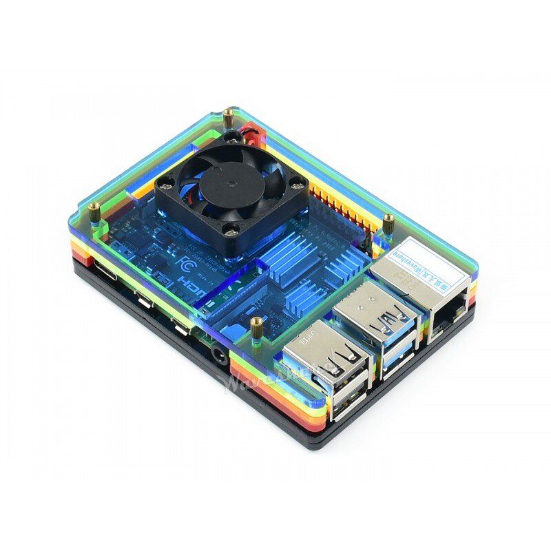 Корпус для Raspberry Pi 4 Model B Case Acrylic Rainbow with Fan