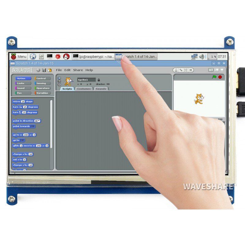 Дисплей 7inch LCD 1024x600 HDMI Capacitive Touch Screen (11199) з сенсором