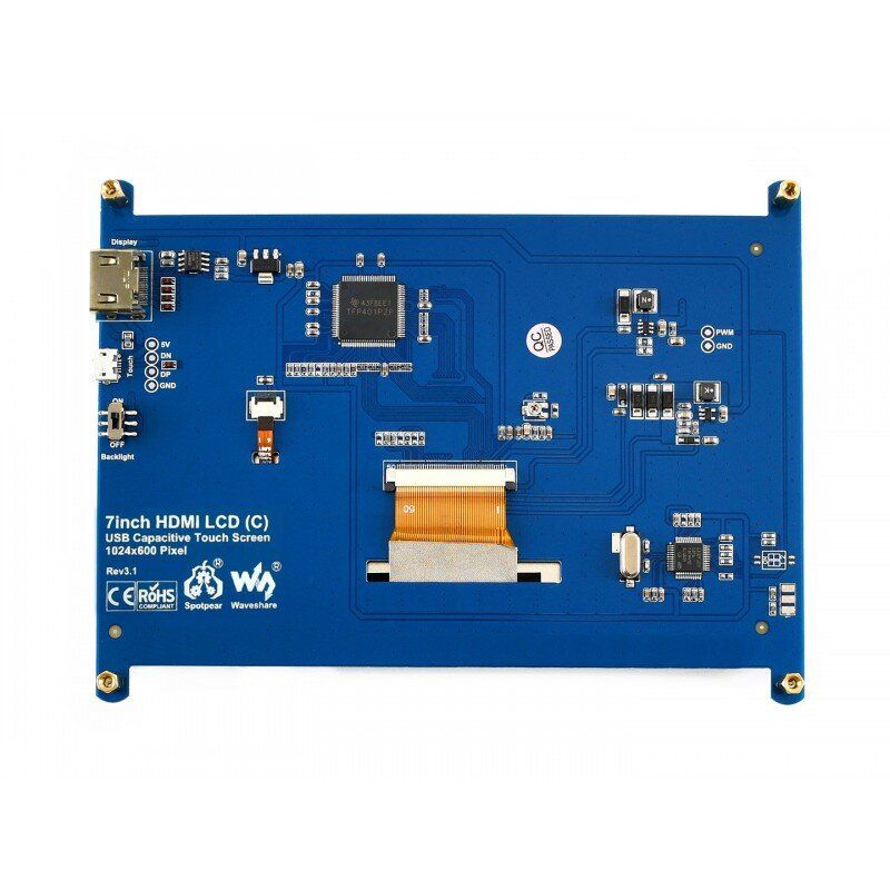 Дисплей 7inch LCD 1024x600 HDMI Capacitive Touch Screen (11199) з сенсором