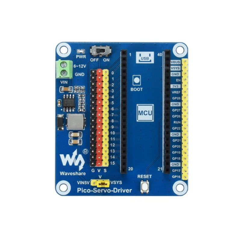 Плата розширення Raspberry Pi Pico Servo Driver Module HAT (19767)