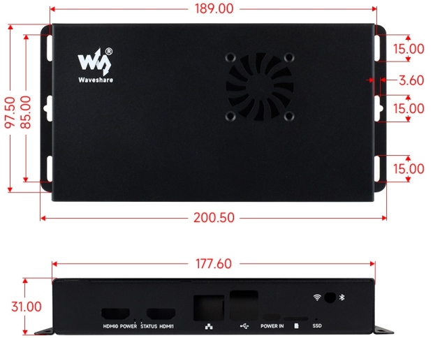 Габаритні розміри корпусу CM5-IO-BOARD-CASE-A