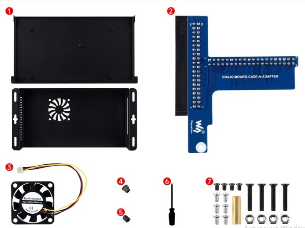Комплект поставки металевого корпусу CM5-IO-BOARD-CASE-A Waveshare