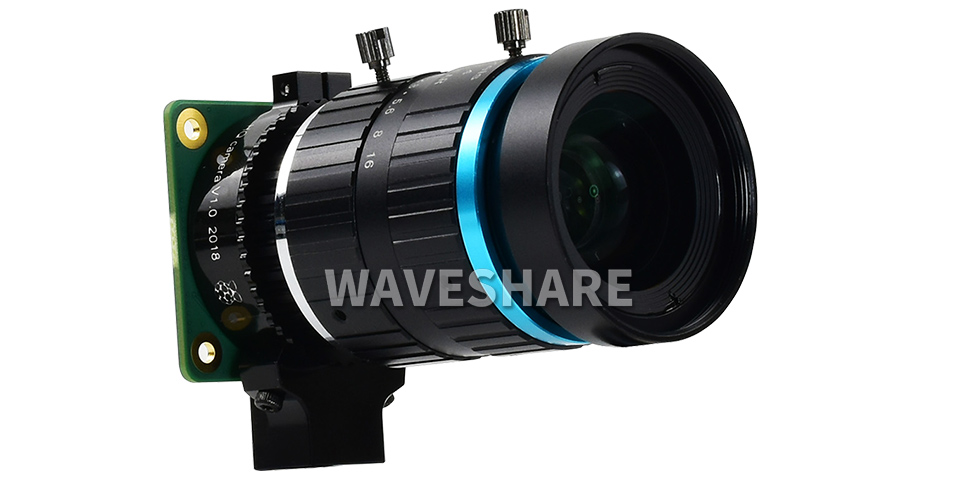 Об'єктив Raspberry PI Telephoto Lens 16mm у встановленому вигляді