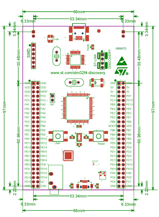 STM32F407G-DISC1 — габарити