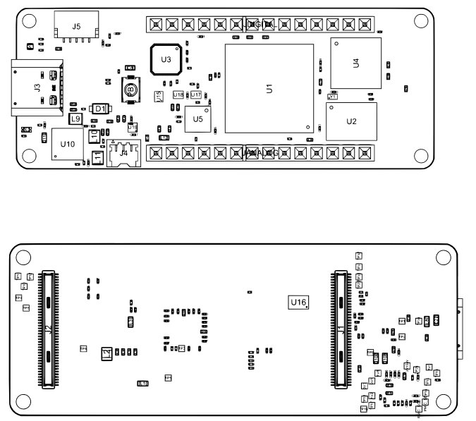 Елементи плати Arduino Portenta H7 Lite Схема розміщення елементів плати Arduino Portenta H7 Lite
