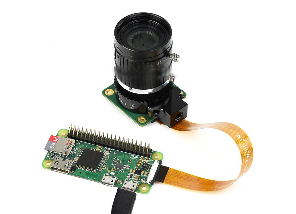 Підключення об'єктива 25мм через камеру високої якості Raspberry Pi до Raspberry Pi Zero додатковим кабелем
