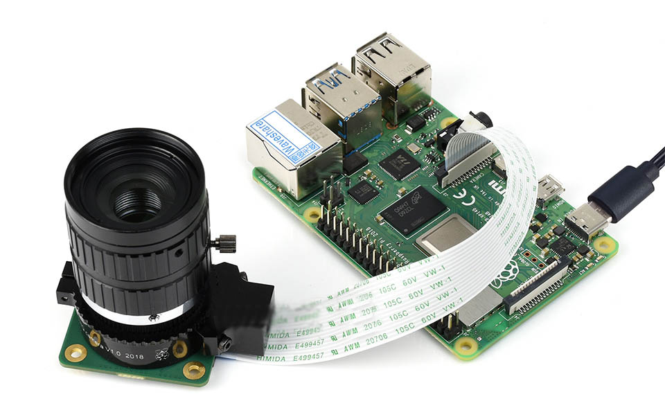 Підключення камери високої якості Raspberry Pi з об'єктивом 25мм до плати Raspberry Pi стандартним кабелем