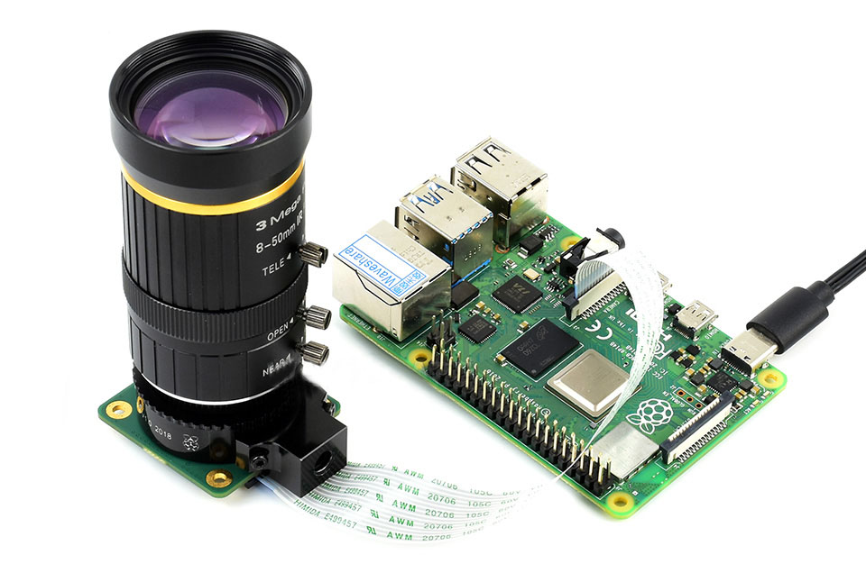 Підключення камери високої якості Raspberry Pi з об’єктивом 8-50mm до плати Raspberry Pi