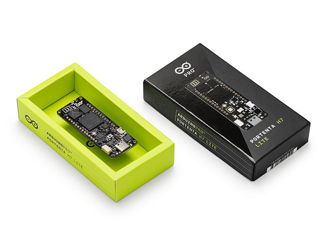 Arduino Portenta H7 Lite / ABX00045 — комплект постачання Упаковка та плата Arduino Portenta H7 Lite ABX00045