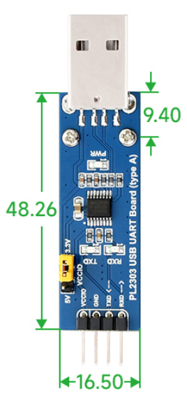 Габаритні розміри плати PL2303 USB UART Board V2 Type A