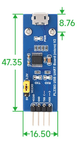 Габаритні розміри плати PL2303 USB UART Board V2