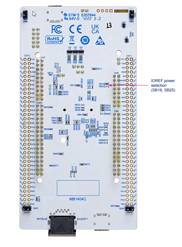NUCLEO-H563ZI – розташування елементів плати STM32H5 Nucleo-144 NUCLEO-H563ZI – розташування елементів плати STM32H5 Nucleo-144