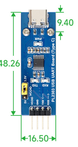 Габаритні розміри плати PL2303 USB UART Board V2