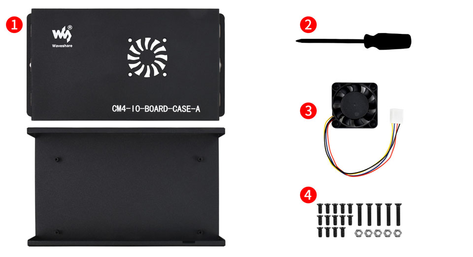 Комплект поставки металевого корпусу Waveshare для CM4 I/O Board