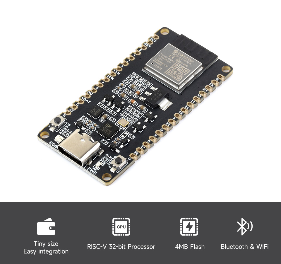 ESP32-H2 Development Board Waveshare Плата ESP32-H2 Development Board (26507) Waveshare вид зверху