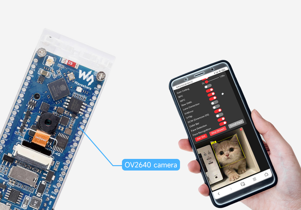 Інтерфейс камери та розпізнавання облич ESP32-S3-A7670E-4G