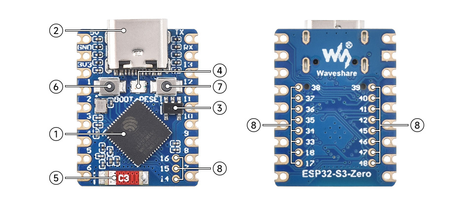 ESP32-S3 Mini Development Board (25081) плата розробника ESP32-S3 Mini Development Board (25081) загальний вигляд плати
