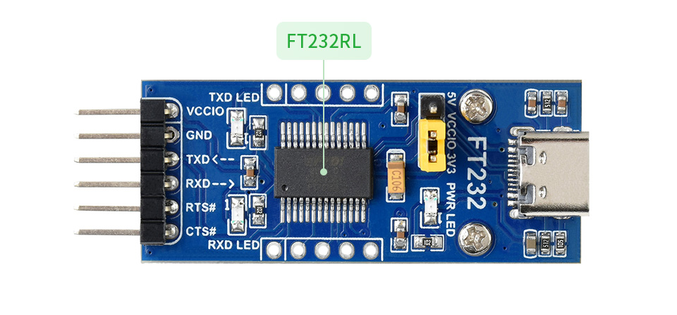 Плата Waveshare FT232 USB UART Board Type C, загальний вигляд