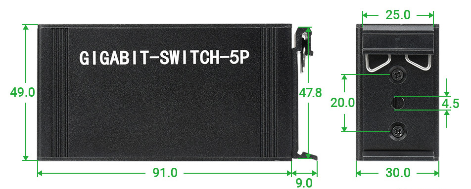 Gigabit-Switch-5P — габаритні розміри корпусу