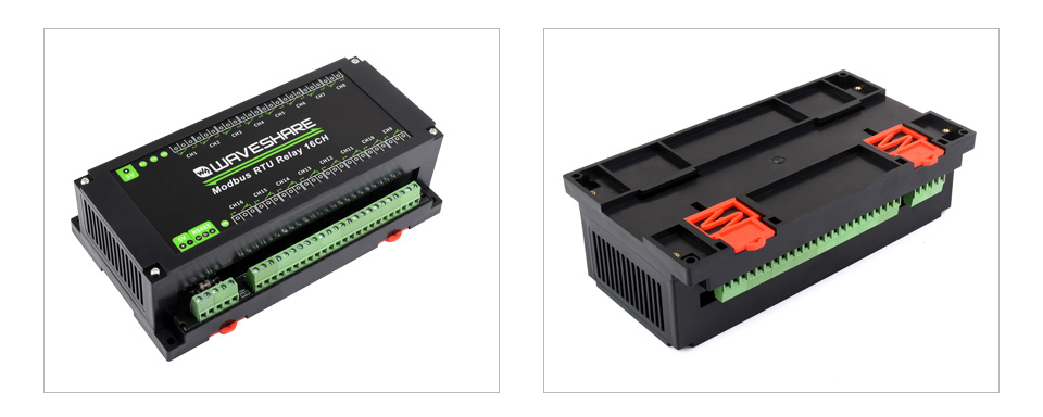 Корпус Waveshare Modbus RTU Relay 16CH для монтажу на DIN-рейку