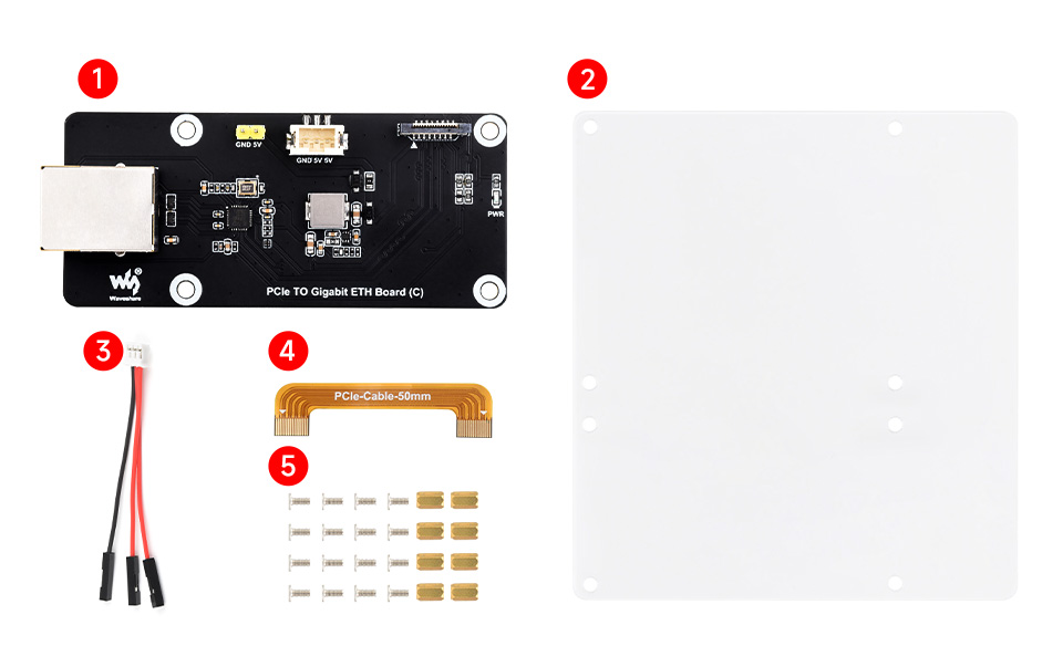 Комплект поставки PCIe TO Gigabit ETH Board (C) Комплект поставки Waveshare PCIe TO Gigabit ETH Board (C)