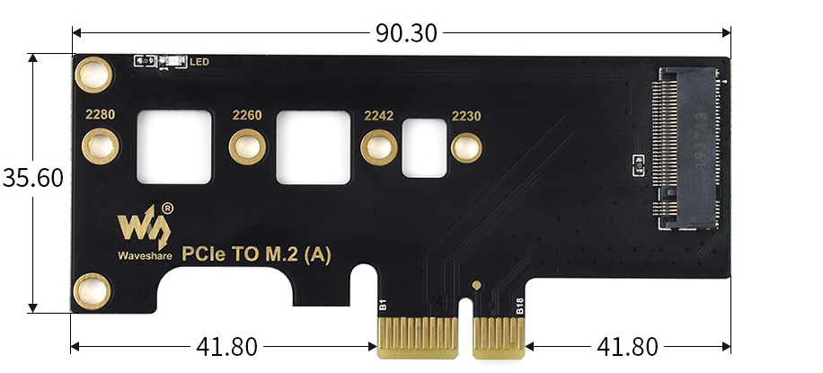Габаритні розміри адаптера PCIe to M.2 (19091)