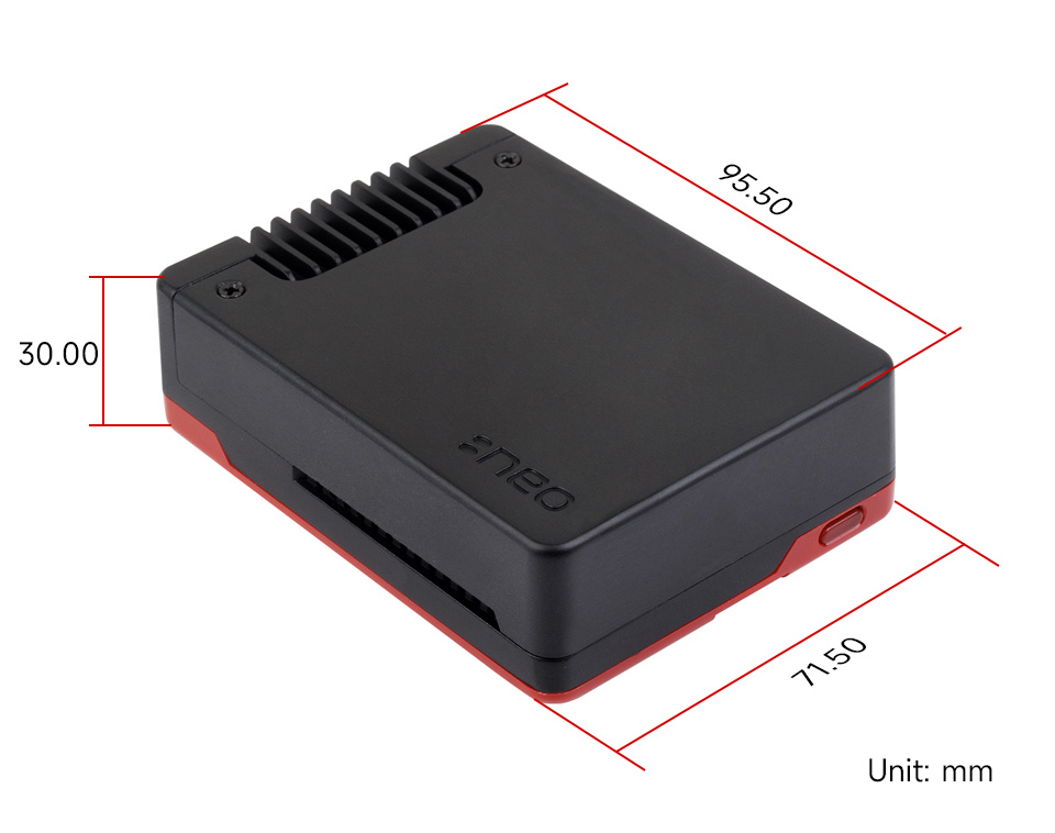Габарити корпусу Argon NEO для Raspberry Pi 5