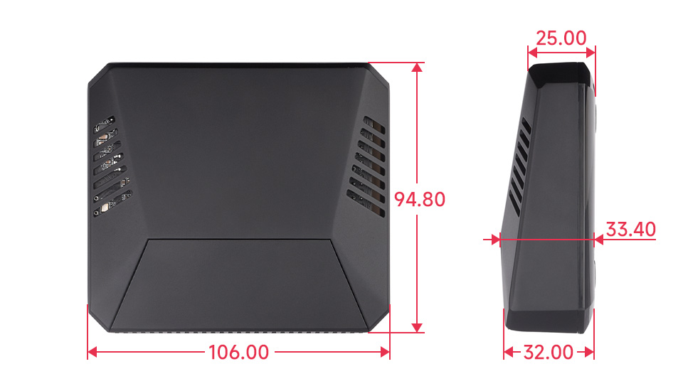 Габарити корпусу Argon ONE V3 для Pi 5