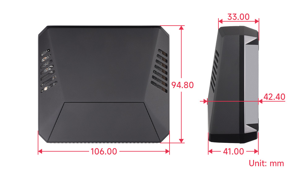 Габарити корпусу Argon ONE V3 з M.2 для Pi 5