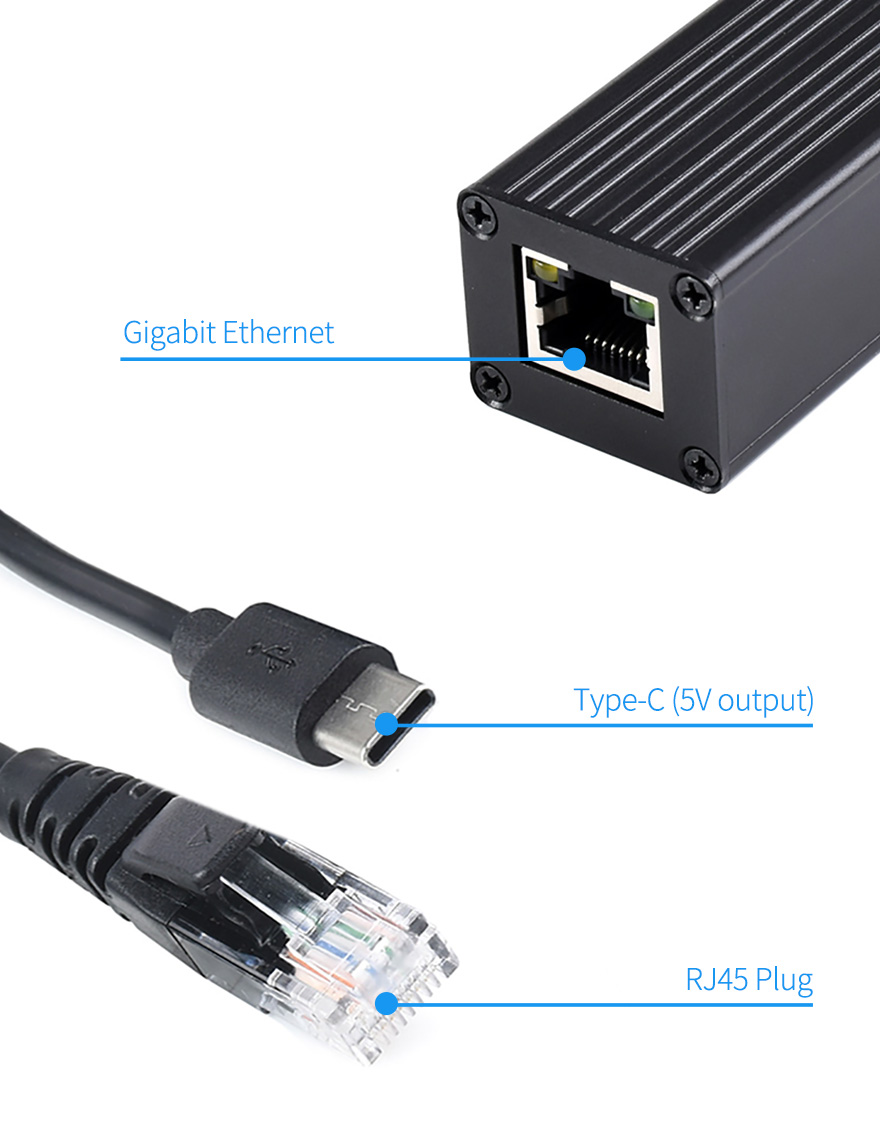 Підключення Industrial Gigabit PoE Splitter Type-C