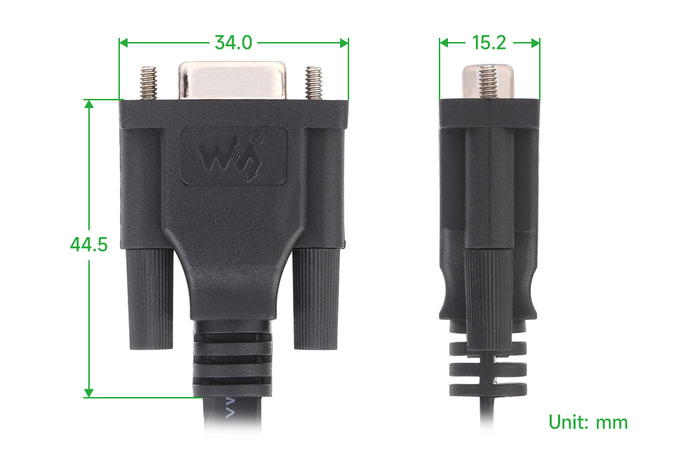 Габаритні розміри роз'ємів кабелю RS232 to RJ45 Console Cable 26013