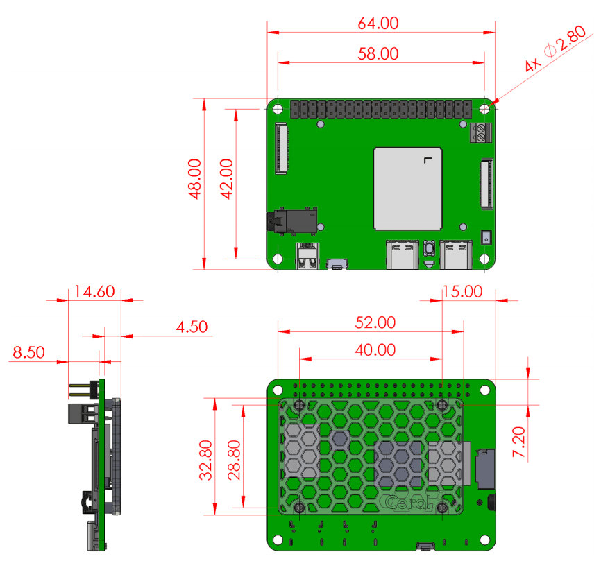 Габарити Coral Dev Board Mini