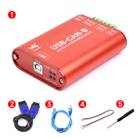 Комплект поставки адаптера Waveshare USB-CAN-B