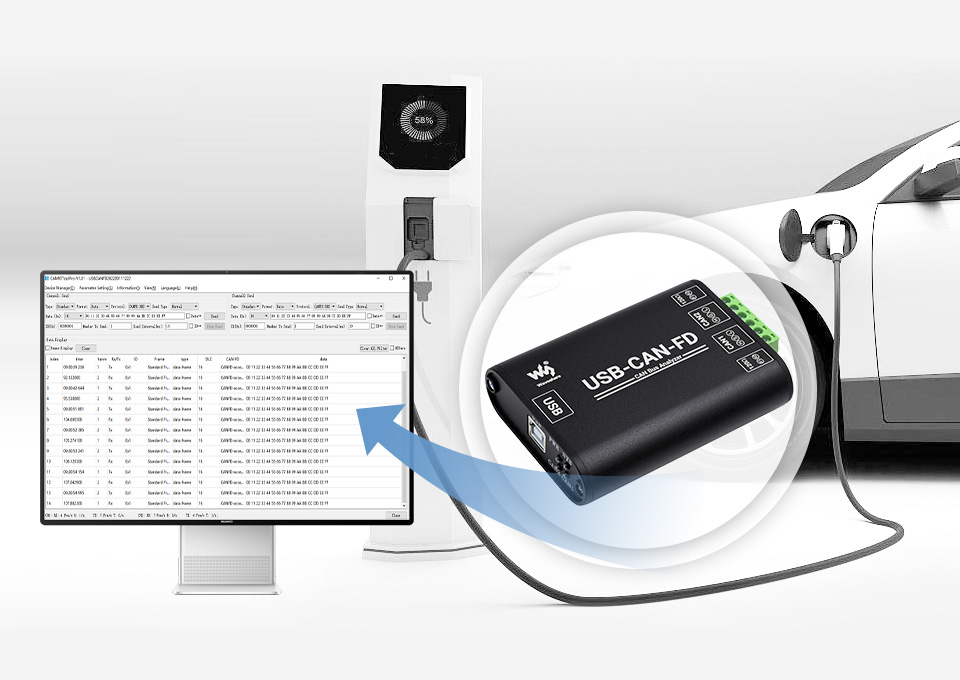 Підтримка протоколів CAN 2.0A/B та CAN FD адаптером USB-CAN-FD