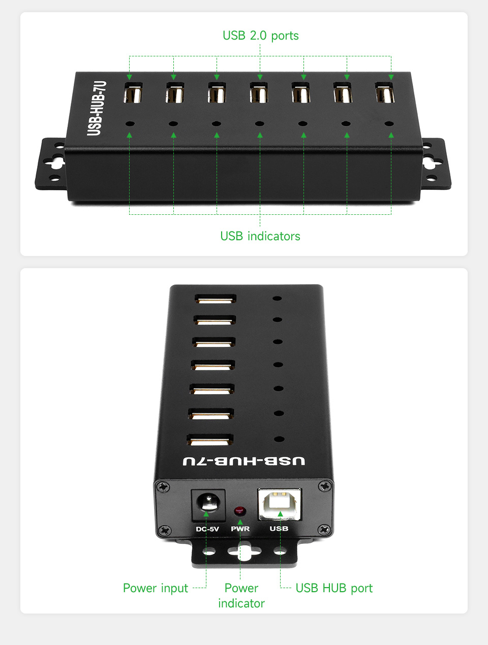Інтерфейси USB-HUB-7U Схема інтерфейсів та роз’ємів USB-HUB-7U
