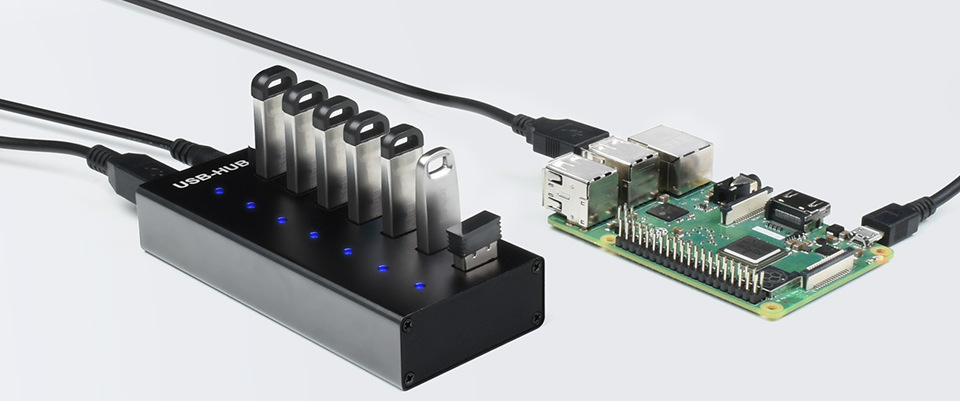 Порти USB та індикатори USB-HUB-7U Розташування портів USB та індикаторів на USB-HUB-7U