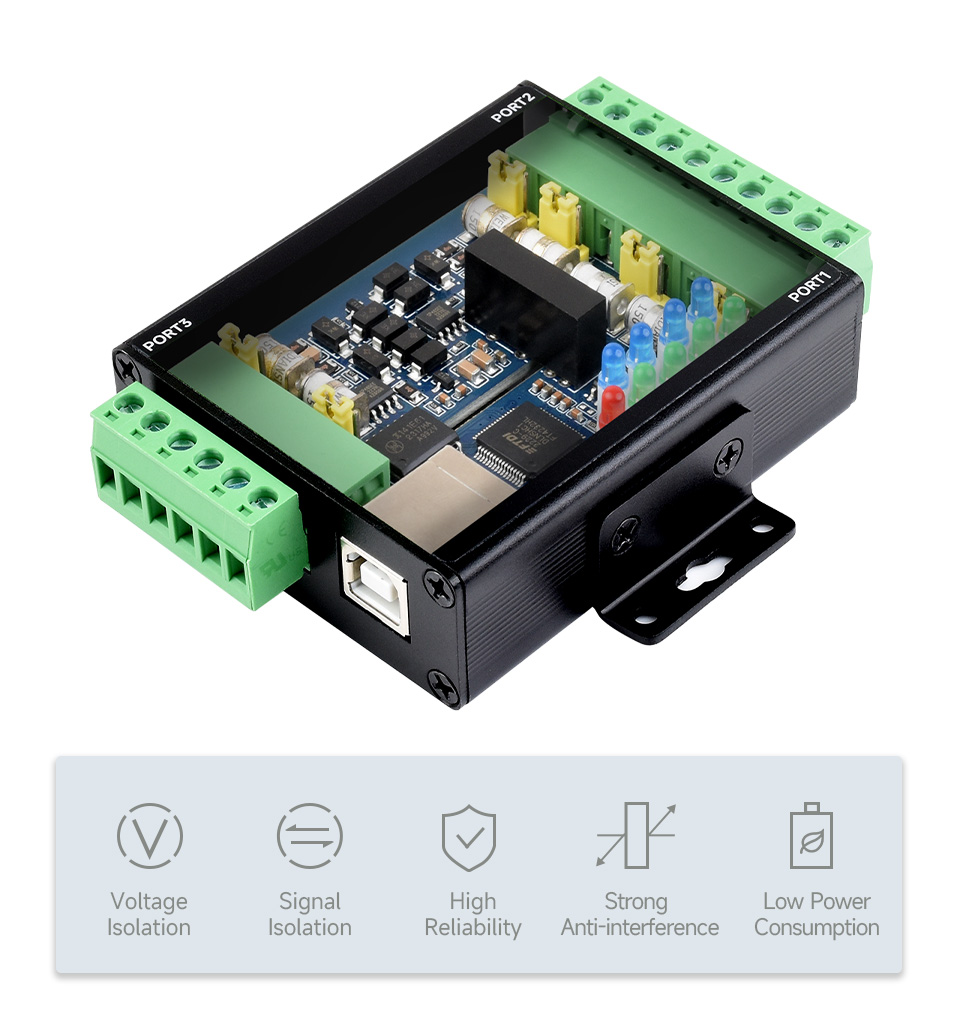 Схема захисту USB TO 4CH RS485/422 з TVS та запобіжником