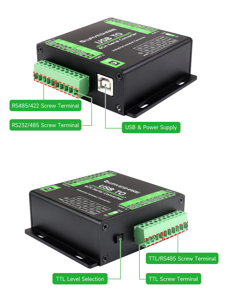 Інтерфейси адаптера USB TO 4CH Serial Converter
