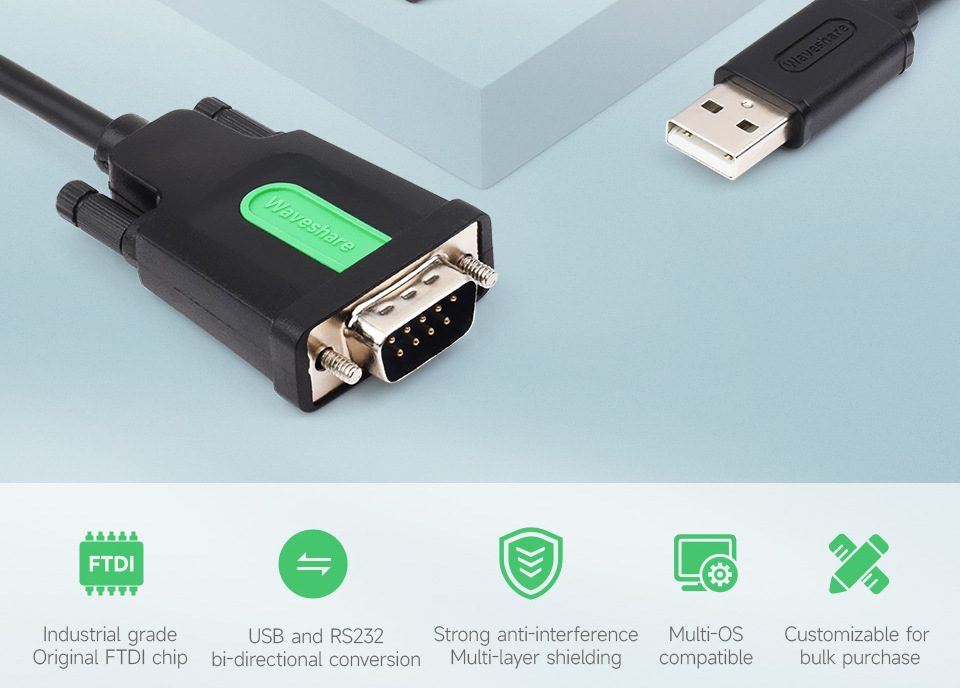 Кабель-адаптер Waveshare USB-TO-RS232-Male-Cable (26010) Кабель-адаптер Waveshare USB-TO-RS232-Male-Cable (26010) загальний вигляд