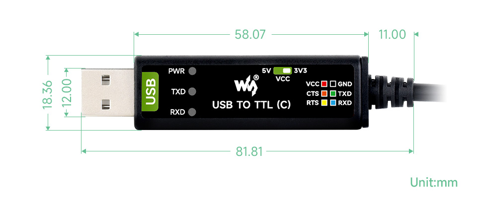 Габаритні розміри адаптера USB TO TTL (C)