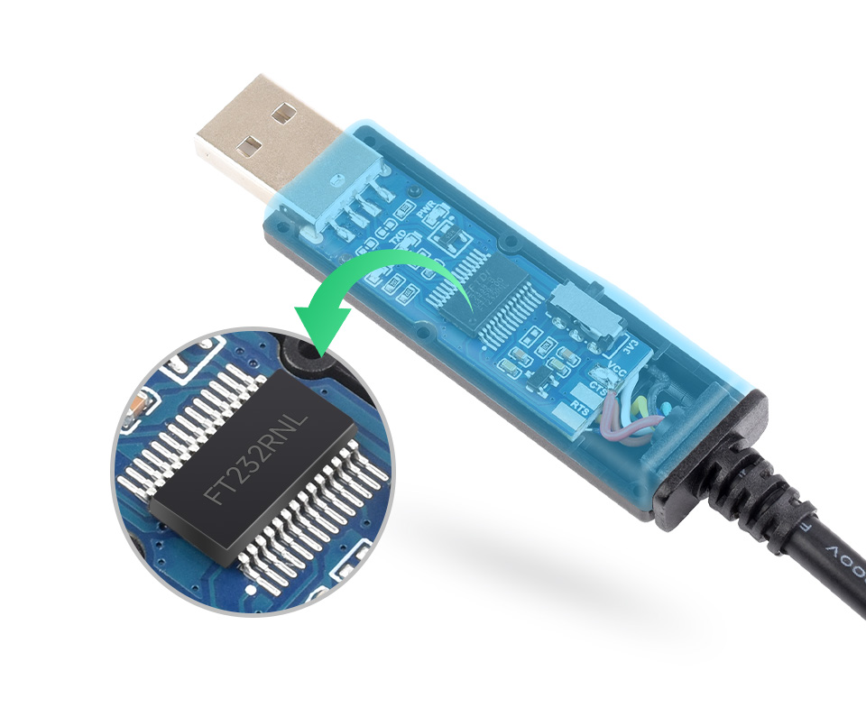 Waveshare USB TO TTL (C) вигляд адаптера та кабелю